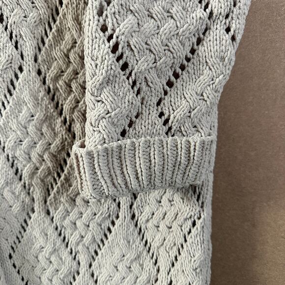 Open Knit Chenille Crochet Cardigan Cream Size Small Boho Grunge Elphaba EUC - Picture 3 of 10
